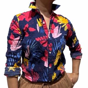 J.McLaughlin Women Small‎ Colorful Floral Button-Up Long Sleeve Elegant Shirt
